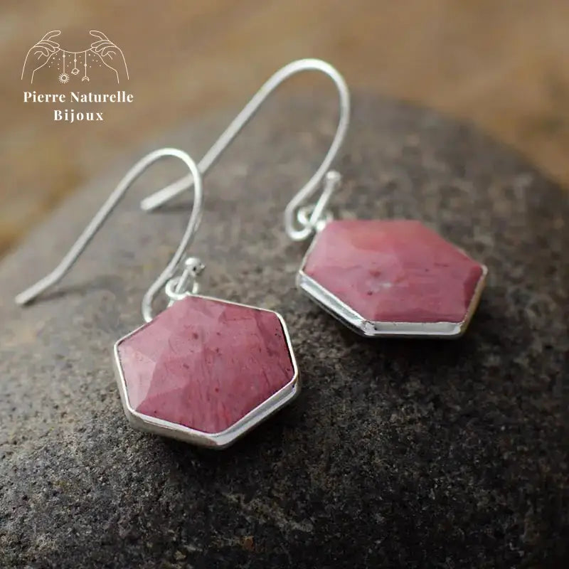 Boucles d'oreilles en Rhodonite