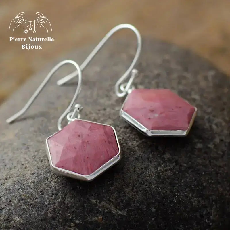 Boucles d'oreilles en Rhodonite