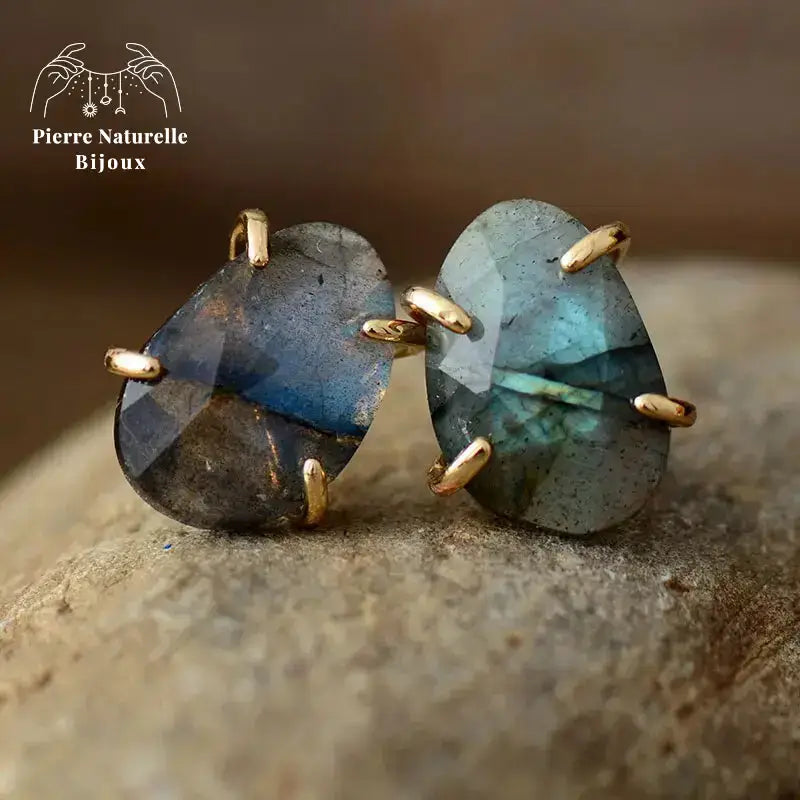 Boucles d'oreilles "Céleste" en Labradorite | Boucles d'Oreilles | pierre naturelle bijoux