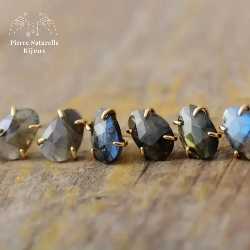 Boucles d'oreilles "Céleste" en Labradorite | Boucles d'Oreilles | pierre naturelle bijoux
