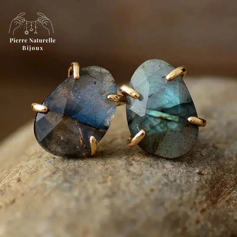 Boucles d'oreilles "Céleste" en Labradorite | Boucles d'Oreilles | pierre naturelle bijoux