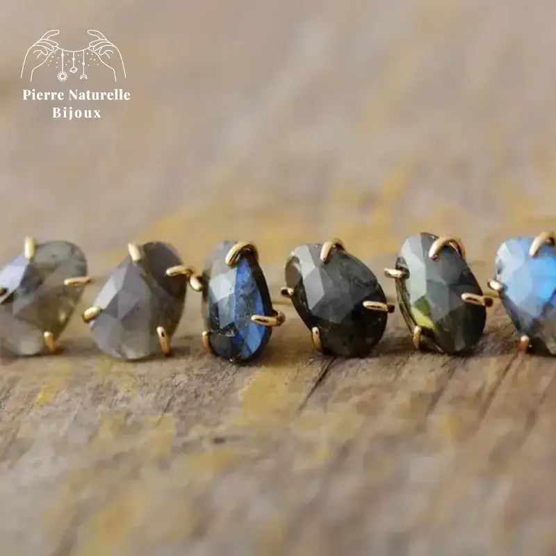 Boucles d'oreilles "Céleste" en Labradorite | Boucles d'Oreilles | pierre naturelle bijoux