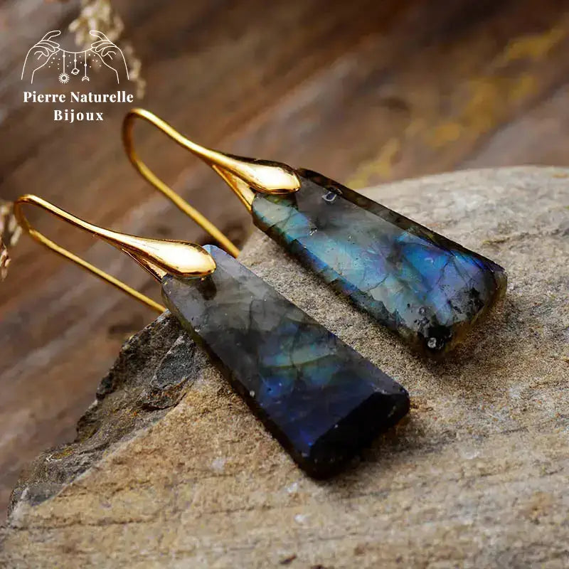 Boucles d'oreilles "Hécate" en Labradorite | Boucles d'Oreilles | pierre naturelle bijoux