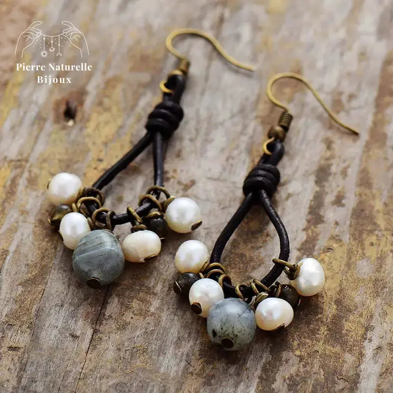Boucles d'oreilles "Justice" en Labradorite | Boucles d'Oreilles | pierre naturelle bijoux
