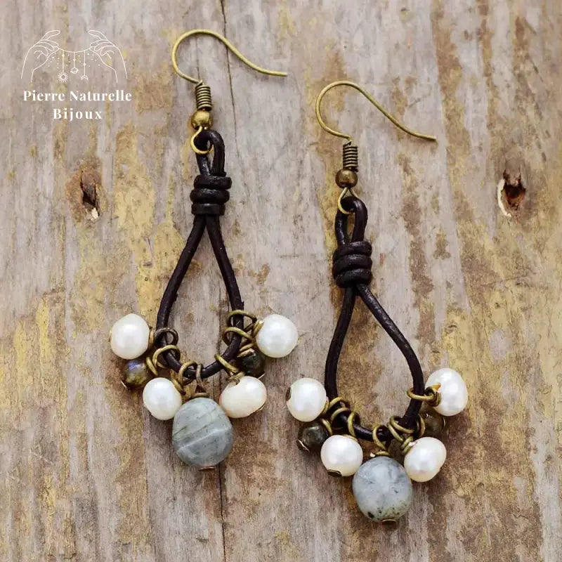 Boucles d'oreilles "Justice" en Labradorite | Boucles d'Oreilles | pierre naturelle bijoux
