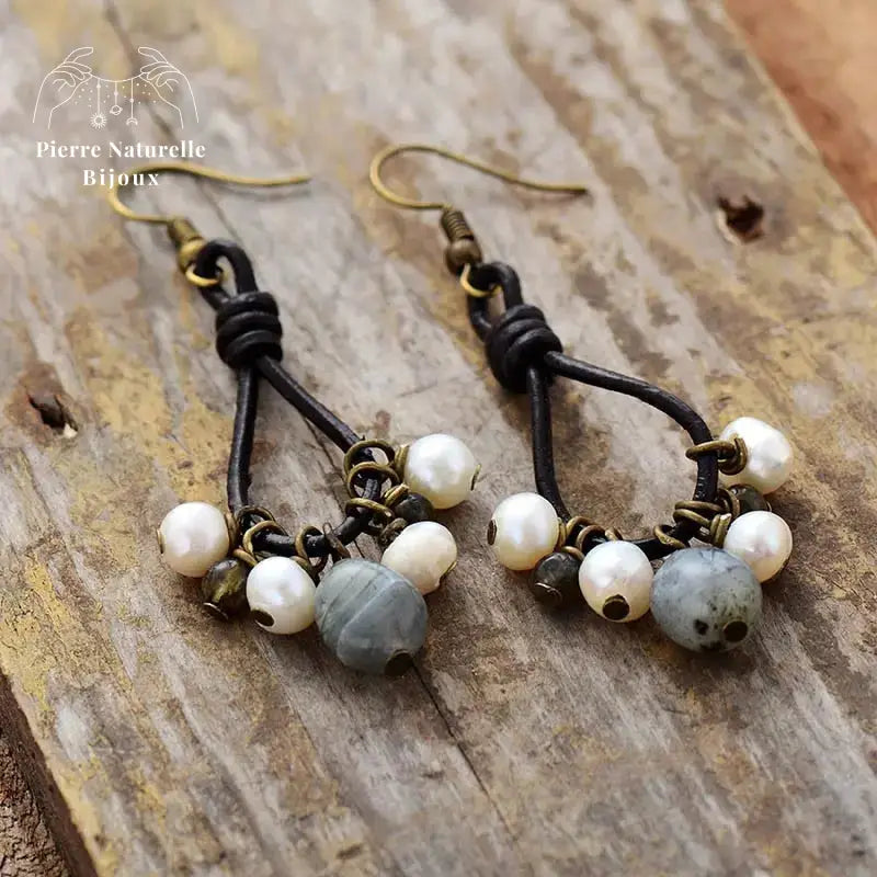 Boucles d'oreilles "Justice" en Labradorite | Boucles d'Oreilles | pierre naturelle bijoux