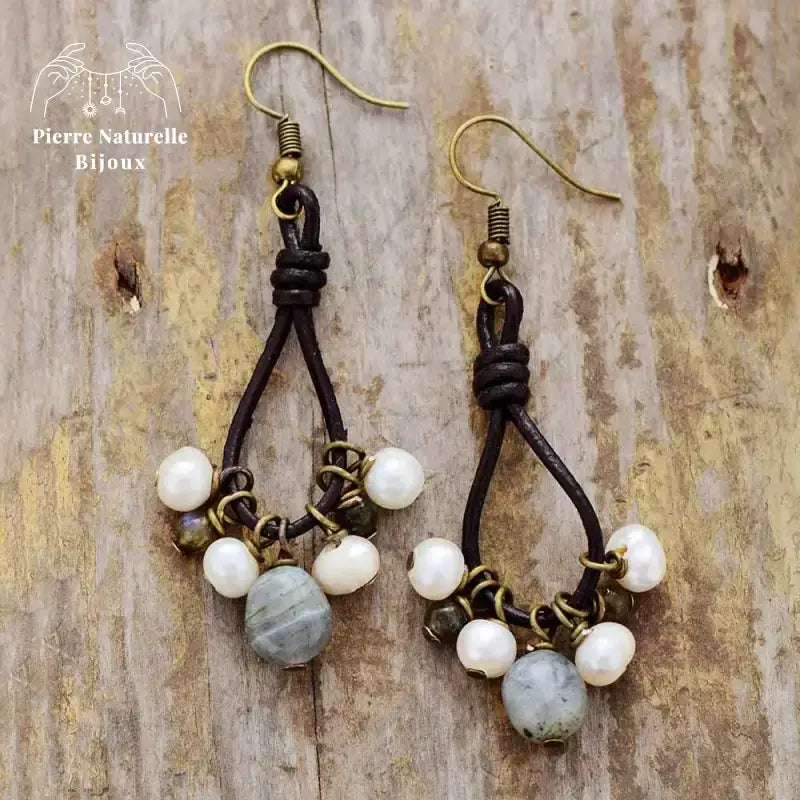 Boucles d'oreilles "Justice" en Labradorite | Boucles d'Oreilles | pierre naturelle bijoux
