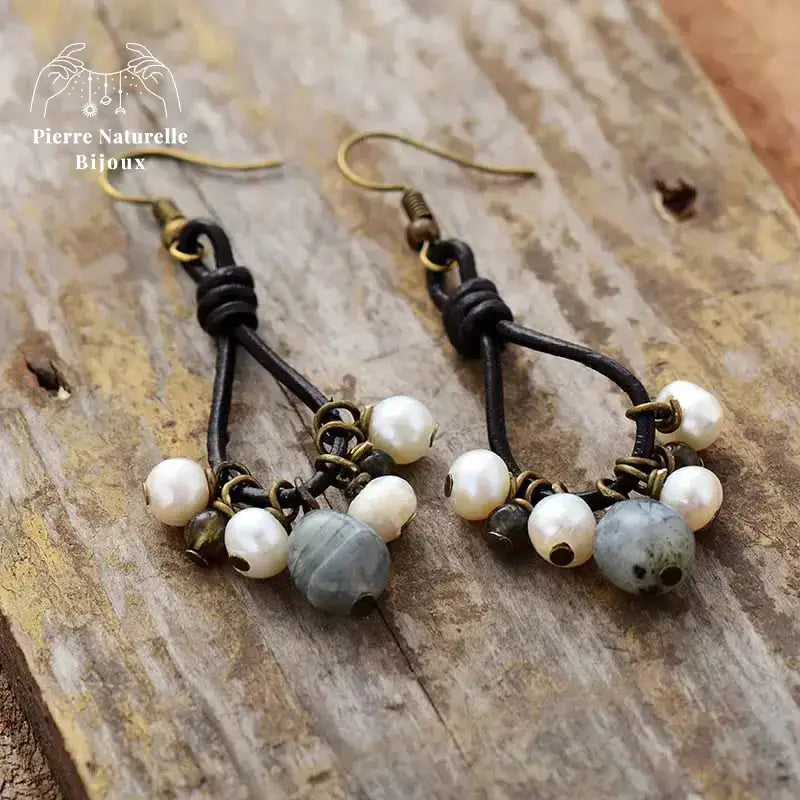 Boucles d'oreilles "Justice" en Labradorite | Boucles d'Oreilles | pierre naturelle bijoux