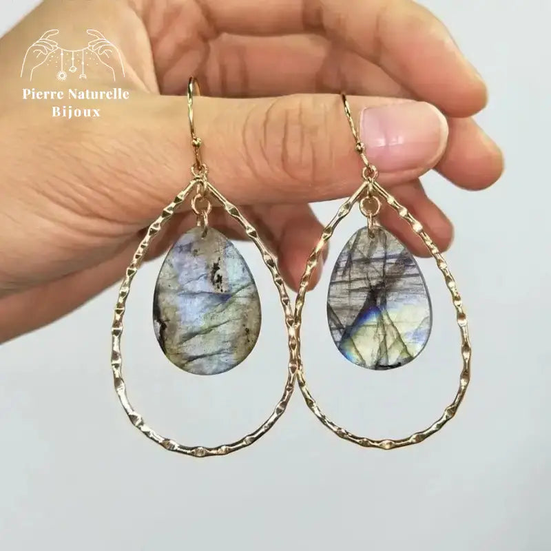 Boucles d'oreilles "Sensation" en Labradorite | Boucles d'Oreilles | pierre naturelle bijoux