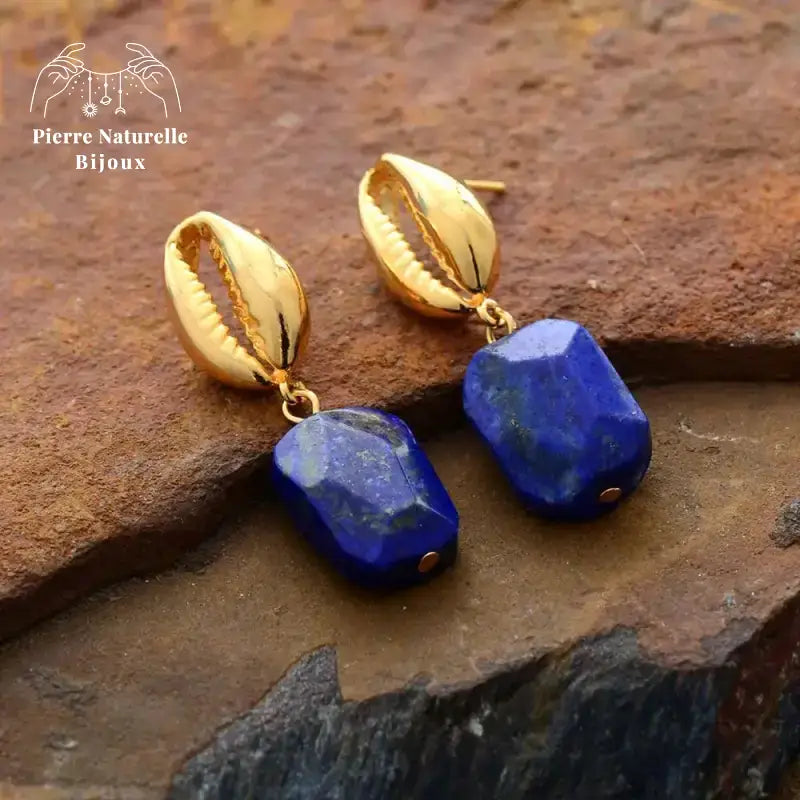Boucles d'oreilles "Noblesse" en Lapis-lazuli | Boucles d'Oreilles | pierre naturelle bijoux