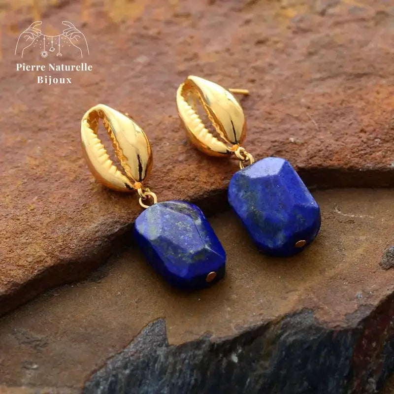 Boucles d'oreilles "Noblesse" en Lapis-lazuli | Boucles d'Oreilles | pierre naturelle bijoux