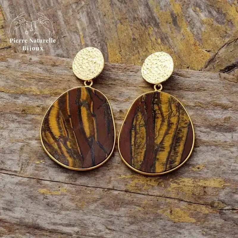 Boucles d'oreilles "Réussite" en il de tigre | Boucles d'Oreilles | pierre naturelle bijoux