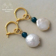 Boucles d'oreilles en perle d'eau douce et Apatite | Boucles d'Oreilles | pierre naturelle bijoux