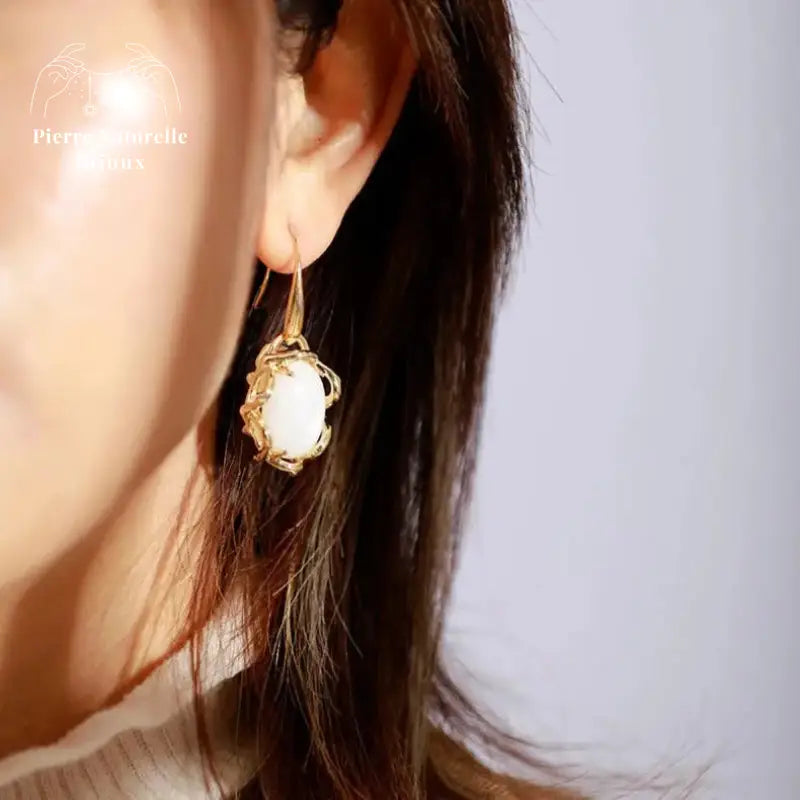 Boucles d'oreilles en Pierre de lune | Boucles d'Oreilles | pierre naturelle bijoux