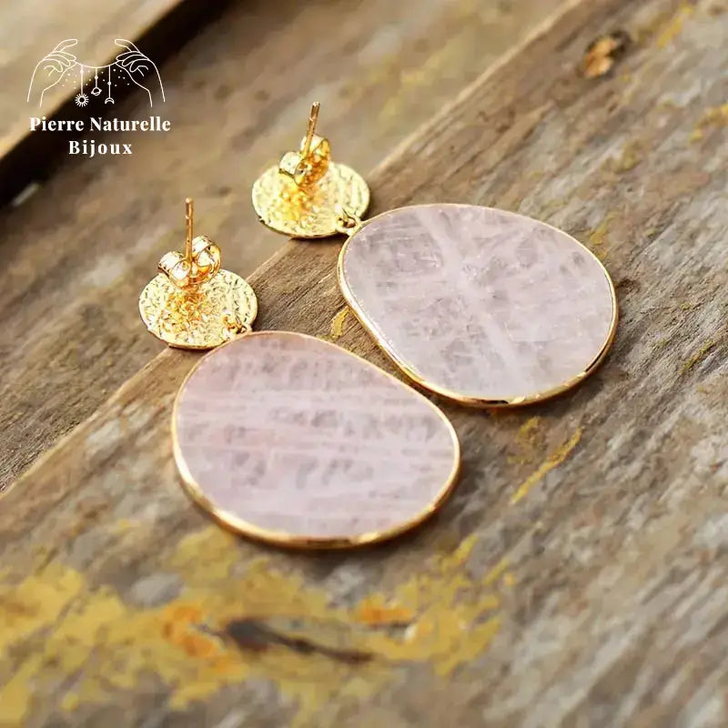 Boucles d'oreilles "Cicatrisation" en Quartz rose | Boucles d'Oreilles | pierre naturelle bijoux