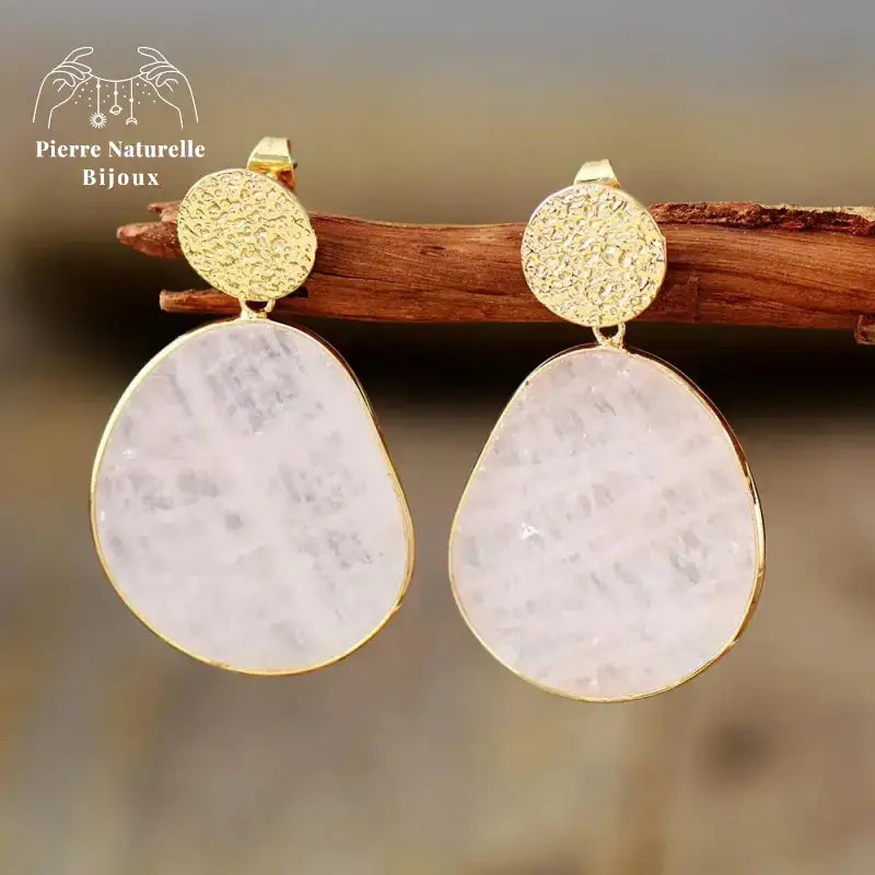 Boucles d'oreilles "Cicatrisation" en Quartz rose | Boucles d'Oreilles | pierre naturelle bijoux