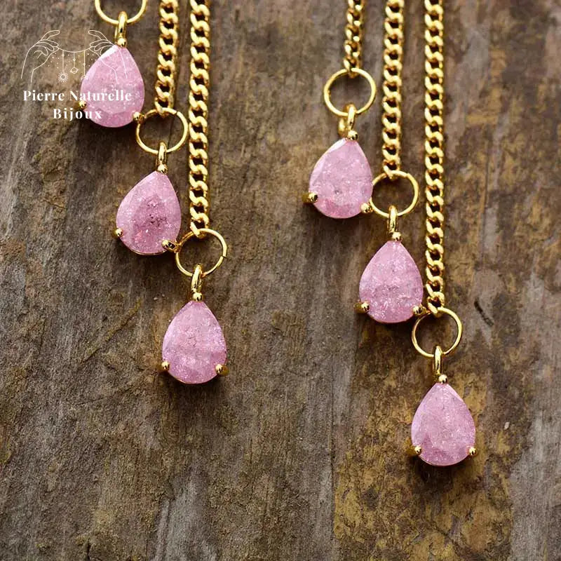 Boucles d'oreilles "Hécate" en Quartz rose | Boucles d'Oreilles | pierre naturelle bijoux