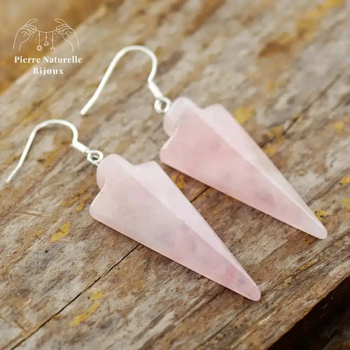 Boucles d'oreilles "Intransigeance" en Quartz rose | Boucles d'Oreilles | pierre naturelle bijoux