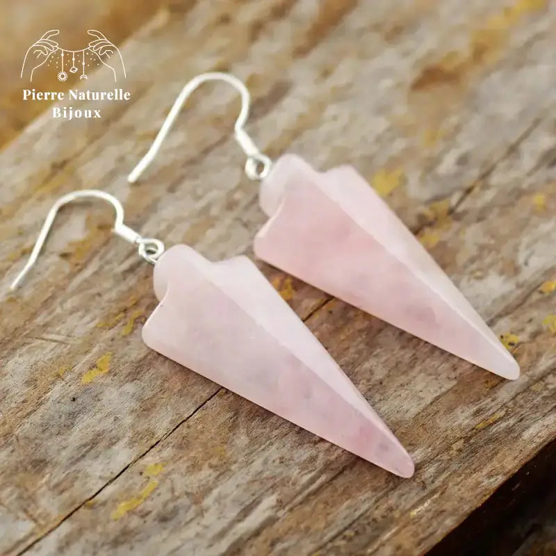 Boucles d'oreilles "Intransigeance" en Quartz rose | Boucles d'Oreilles | pierre naturelle bijoux