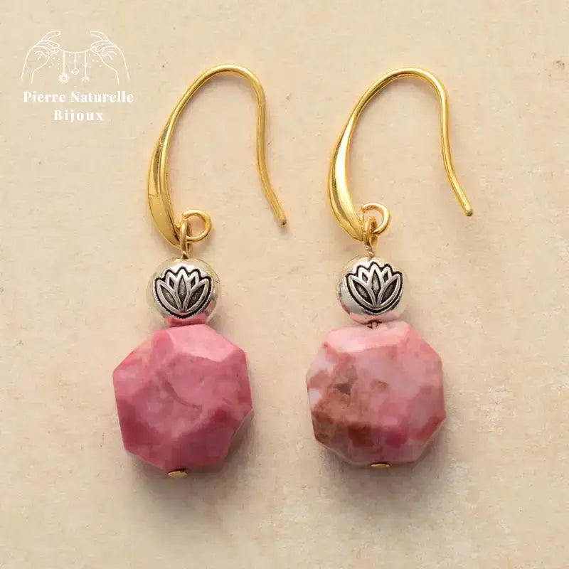 Boucles d'oreilles "Mémoire" en Rhodonite | Boucles d'Oreilles | pierre naturelle bijoux