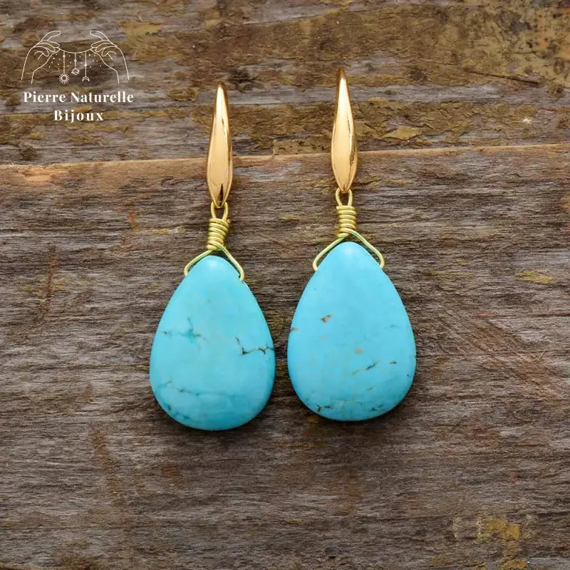 Boucles d'oreilles "Compassion" en Turquoise | Boucles d'Oreilles | pierre naturelle bijoux