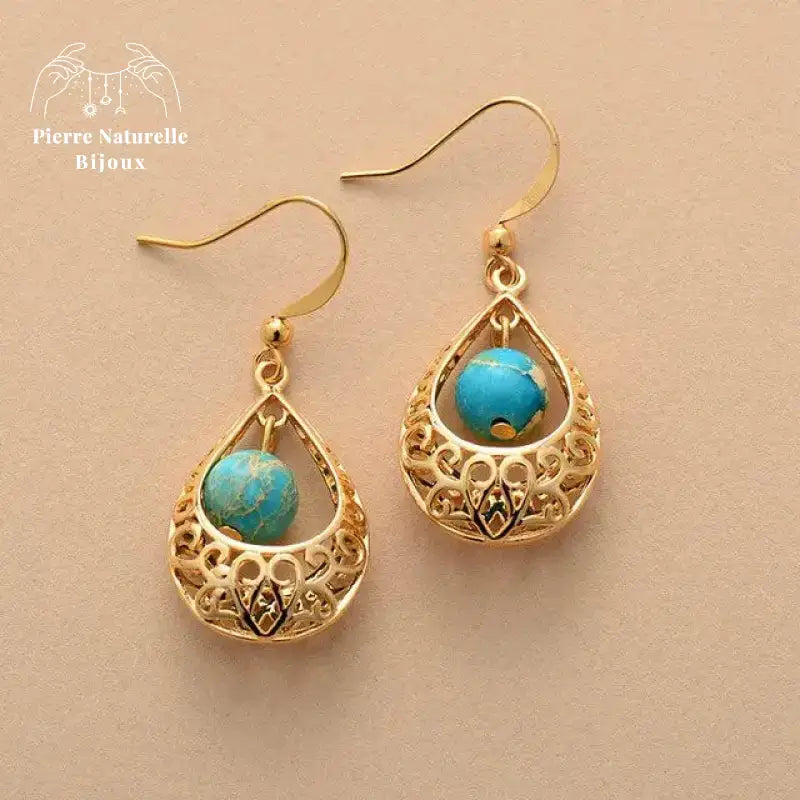 Boucles d'oreilles "Épanouissement" en Turquoise