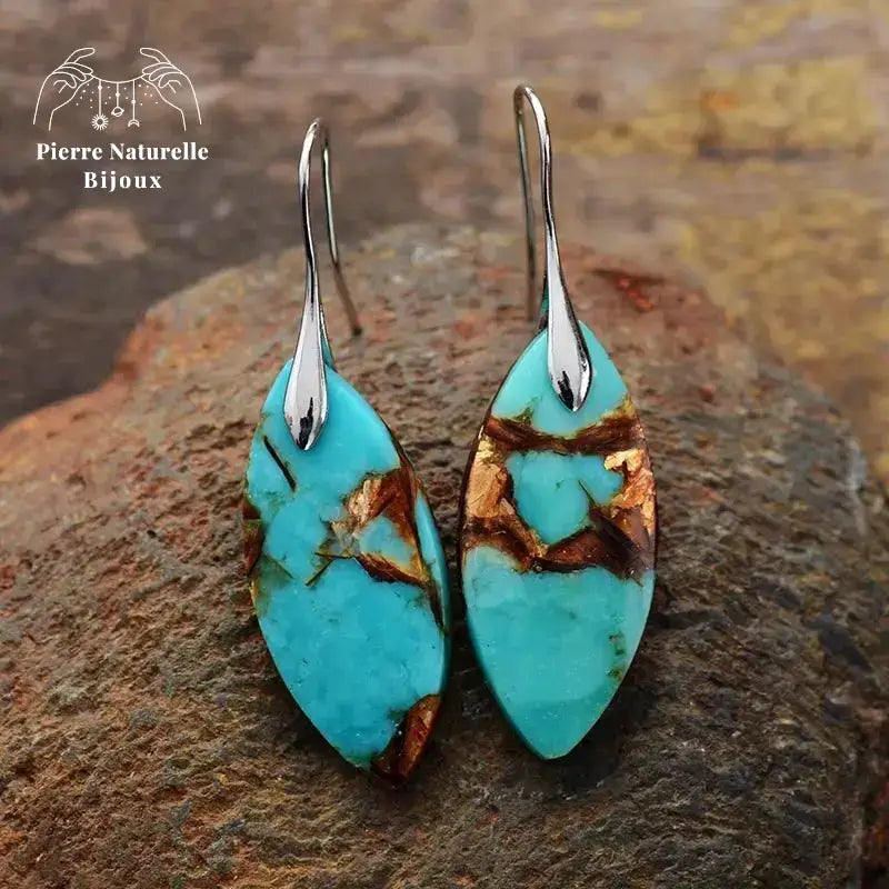 Boucles d'oreilles "Générosité" en Turquoise | Boucles d'Oreilles | pierre naturelle bijoux