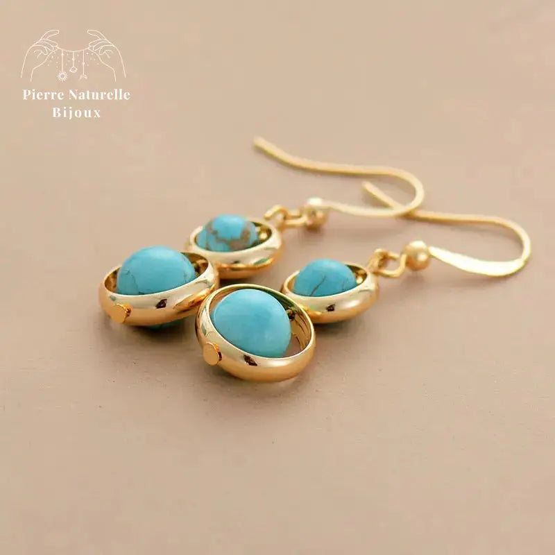 Boucles d'oreilles "Guérisseur" en Turquoise | Boucles d'Oreilles | pierre naturelle bijoux