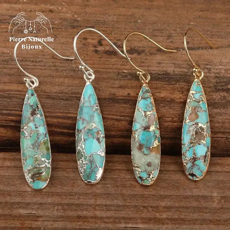 Boucles d'oreilles "Immunité" en Turquoise | Boucles d'Oreilles | pierre naturelle bijoux