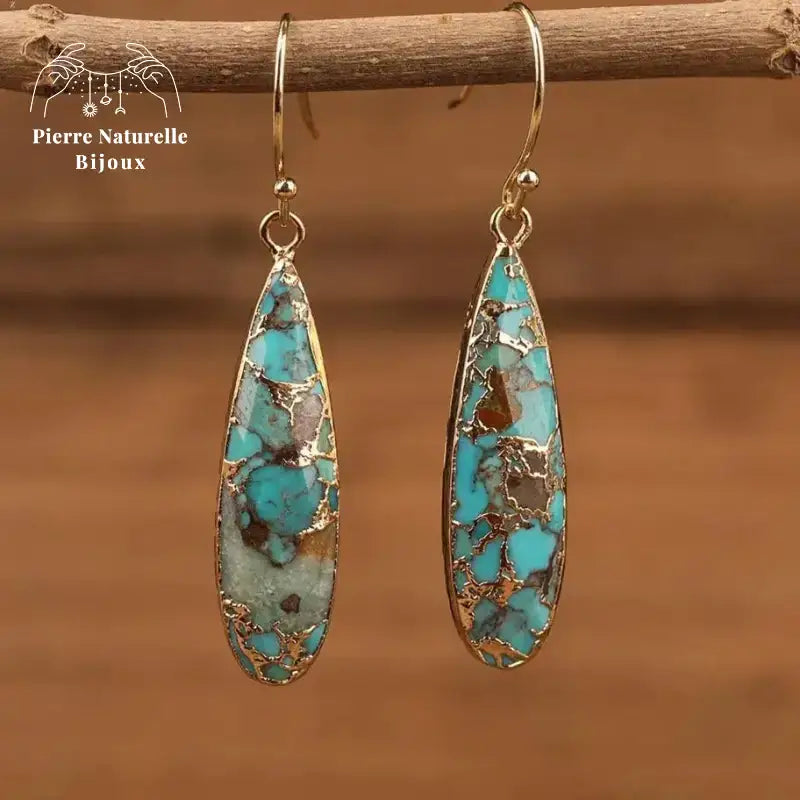 Boucles d'oreilles "Immunité" en Turquoise | Boucles d'Oreilles | pierre naturelle bijoux
