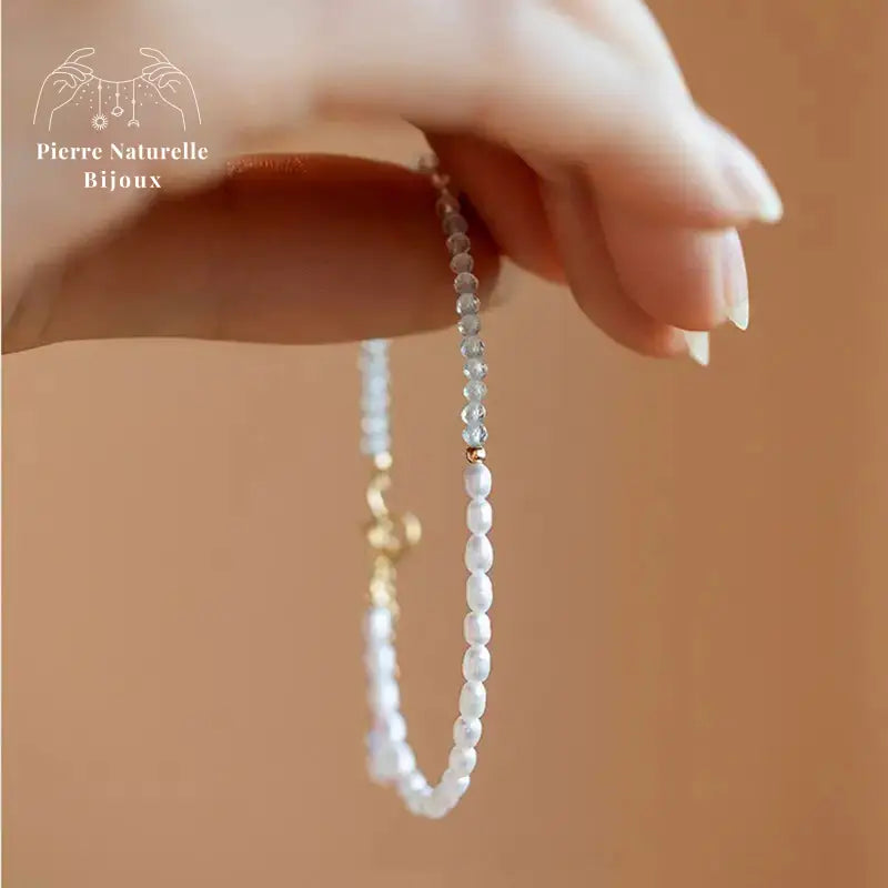 Bracelet en Aigue-Marine et perle d'eau douce | Bracelets | pierre naturelle bijoux