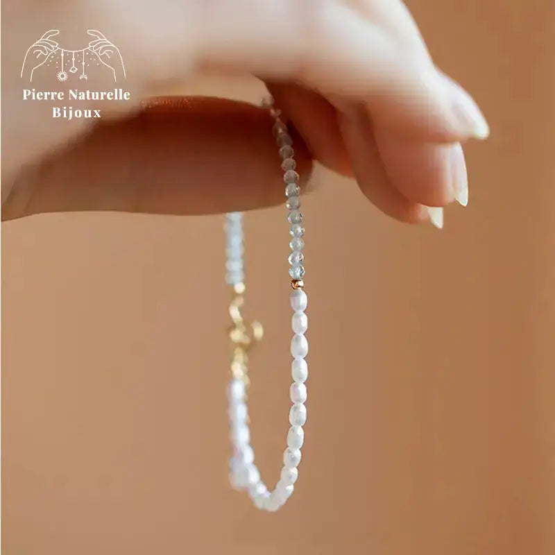 Bracelet en Aigue-Marine et perle d'eau douce | Bracelets | pierre naturelle bijoux