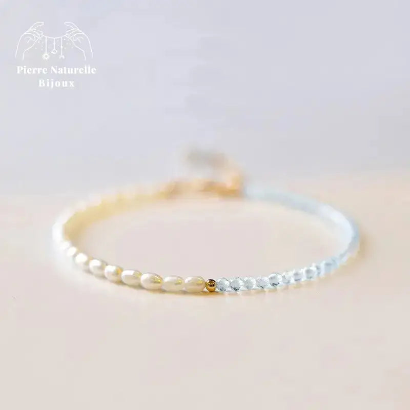 Bracelet en Aigue-Marine et perle d'eau douce | Bracelets | pierre naturelle bijoux