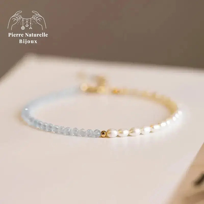 Bracelet en Aigue-Marine et perle d'eau douce | Bracelets | pierre naturelle bijoux