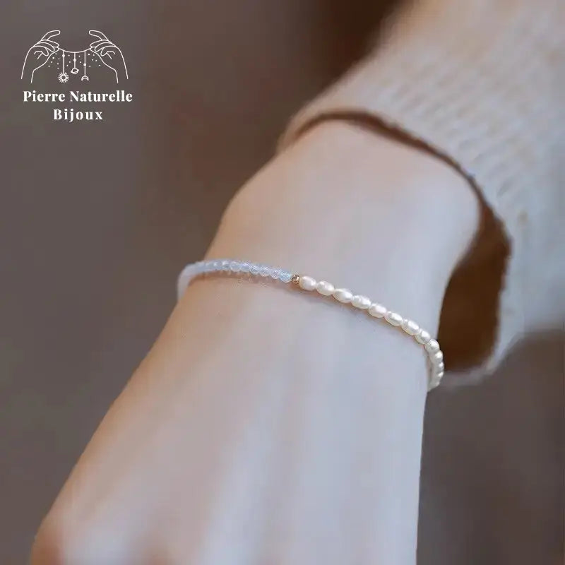 Bracelet en Aigue-Marine et perle d'eau douce | Bracelets | pierre naturelle bijoux