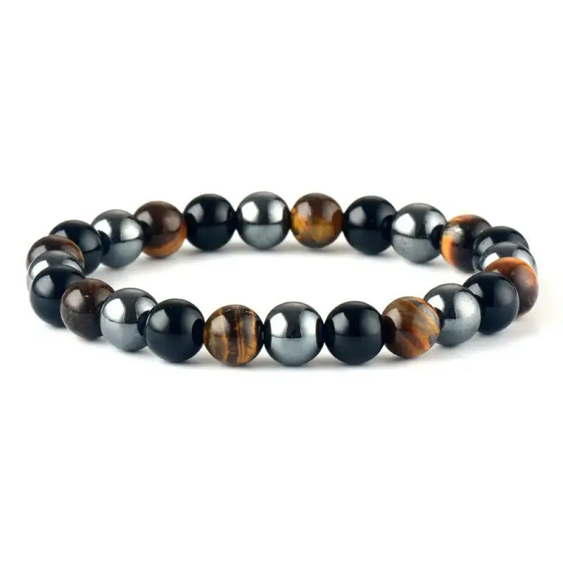Bracelet en il de tigre, Agate noire et Hématite | Bracelets | pierre naturelle bijoux