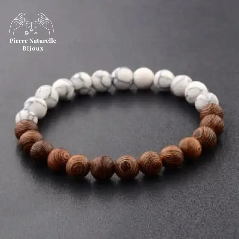 Bracelet "Confiance" en Howlite et Bois naturel | Bracelets | pierre naturelle bijoux
