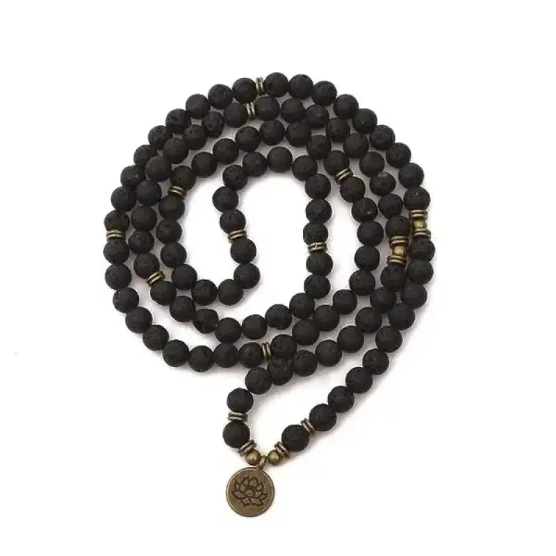 Bracelet mala avec charm en Pierre de lave | Bracelets | pierre naturelle bijoux