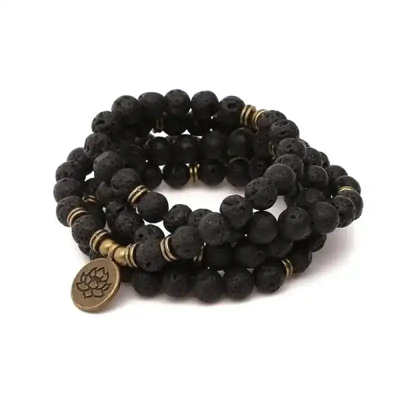 Bracelet mala avec charm en Pierre de lave | Bracelets | pierre naturelle bijoux