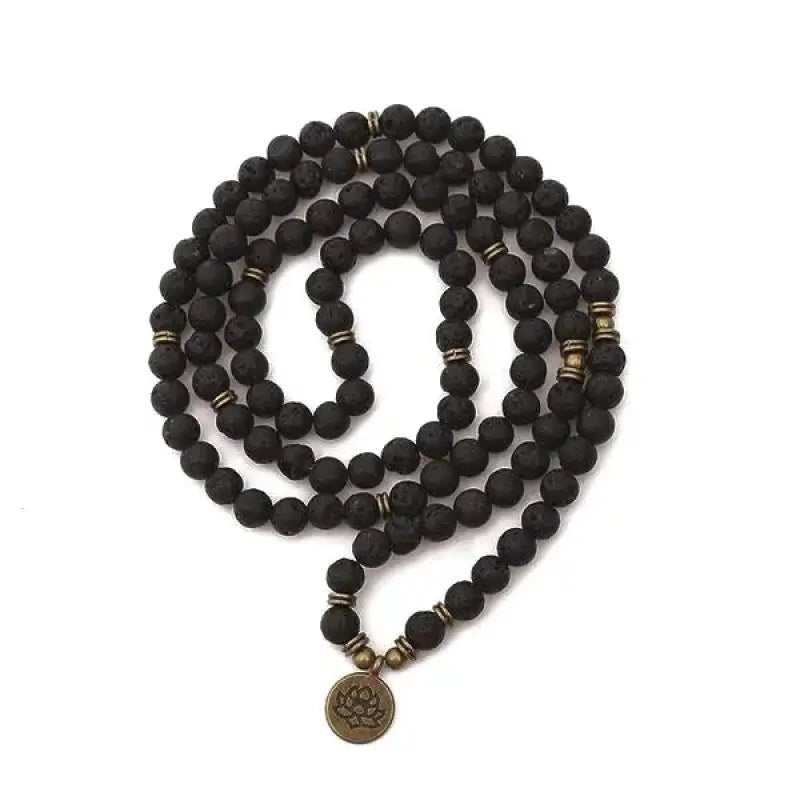 Bracelet mala avec charm en Pierre de lave | Bracelets | pierre naturelle bijoux