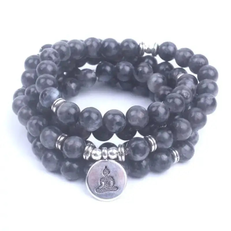 Bracelet mala en Labradorite avec bouddha