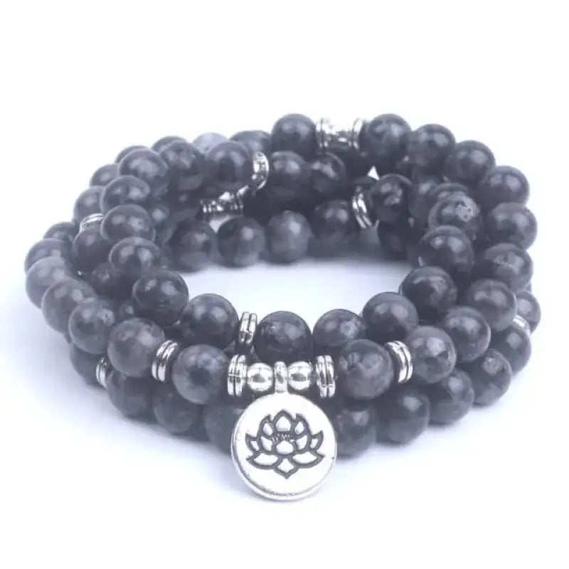 Bracelet mala en Labradorite avec lotus
