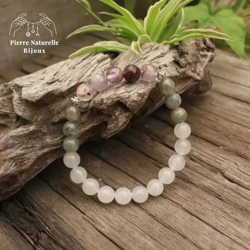 Bracelet "Constance" en Quartz, Labradorite et Améthyste