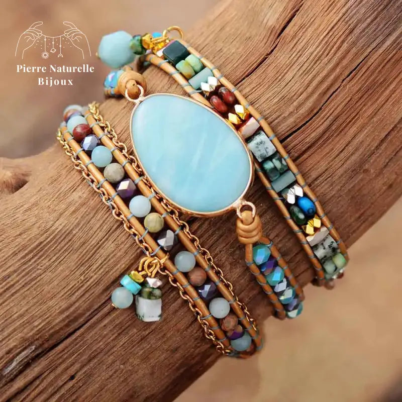 Bracelet wrap en Amazonite | Bracelets | pierre naturelle bijoux