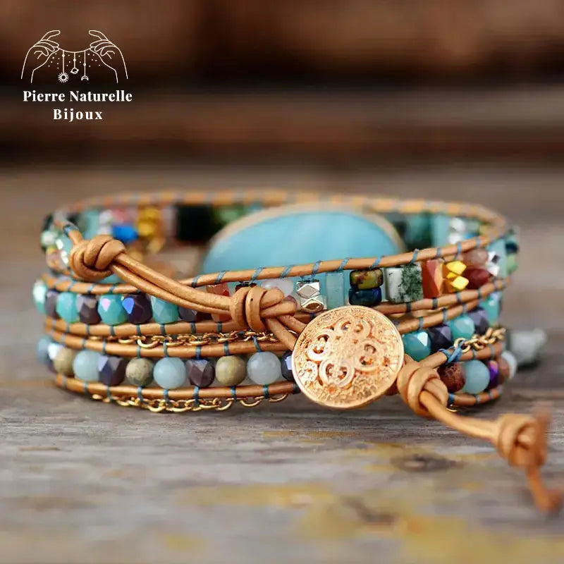 Bracelet wrap en Amazonite | Bracelets | pierre naturelle bijoux
