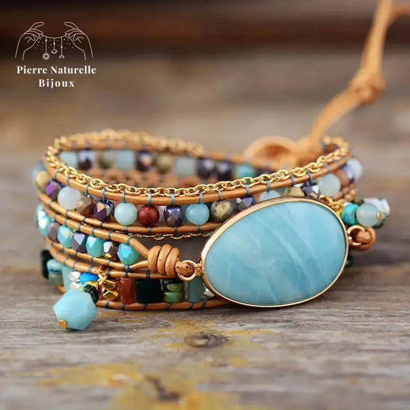 Bracelet wrap en Amazonite | Bracelets | pierre naturelle bijoux