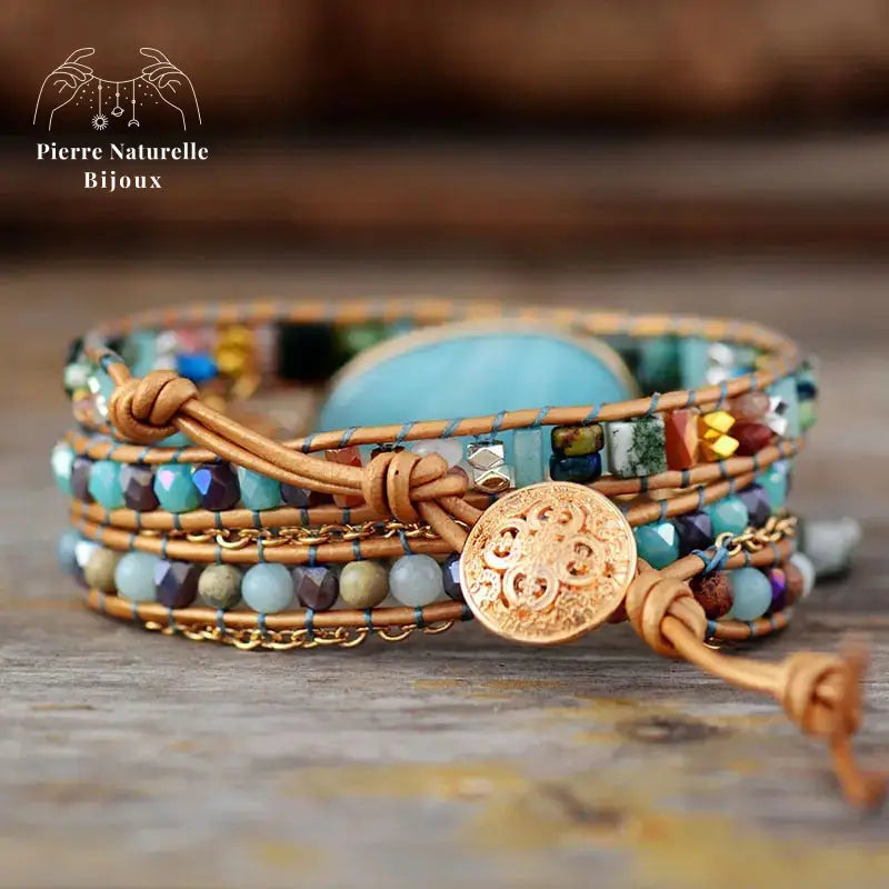 Bracelet wrap en Amazonite | Bracelets | pierre naturelle bijoux
