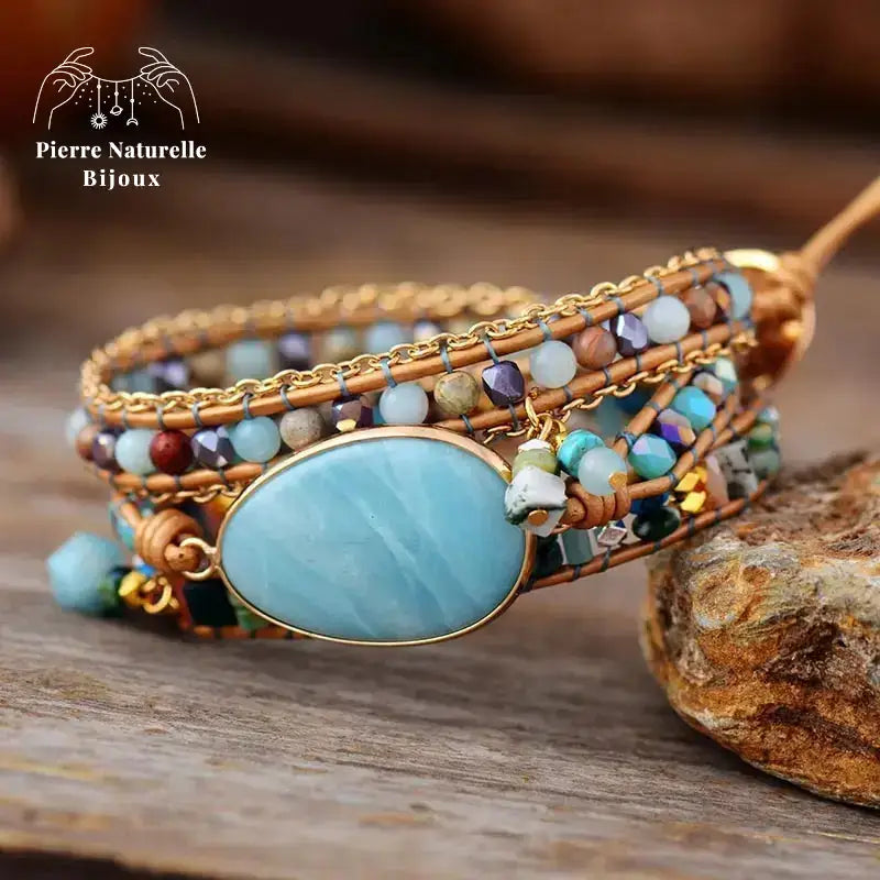 Bracelet wrap en Amazonite | Bracelets | pierre naturelle bijoux