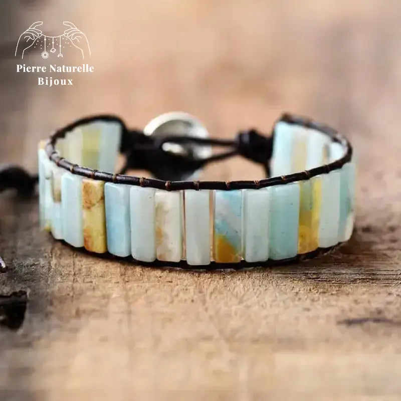 Bracelet wrap "Pureté" en Amazonite