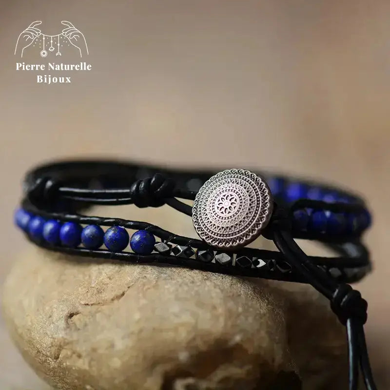 Bracelet wrap "Rigueur" en Lapis-lazuli | Bracelets | pierre naturelle bijoux